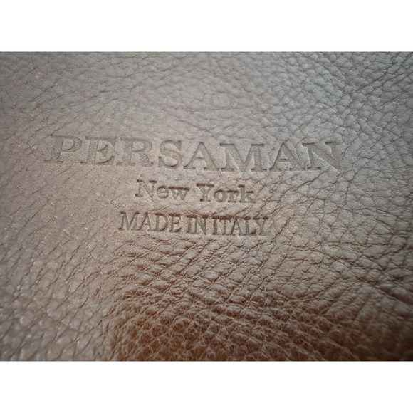 Persaman Work Tote Bag Brown Leather Top Zip Double Handles Crossbody Strap - Picture 6 of 16